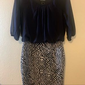 Pencil skirt dress with flowy top